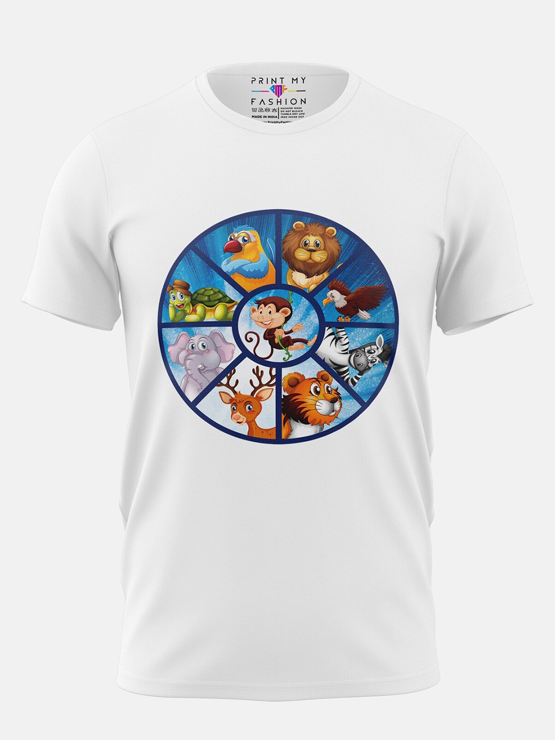 

Print My Fashion Boys Animals Design Printed Cotton Casual T-shirt, White