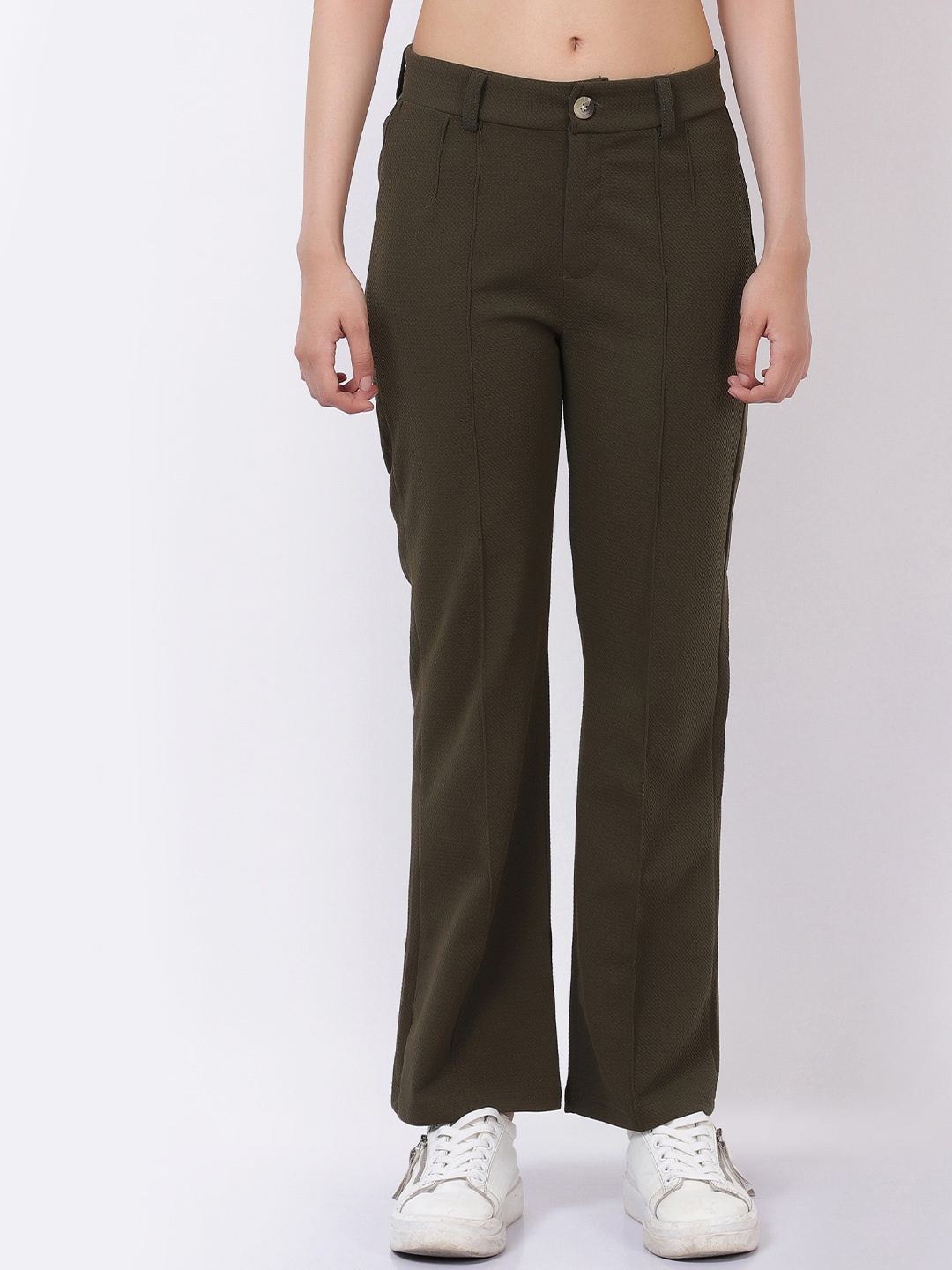 

BAESD Women Relaxed Loose Fit High-Rise Pleated Trousers, Green