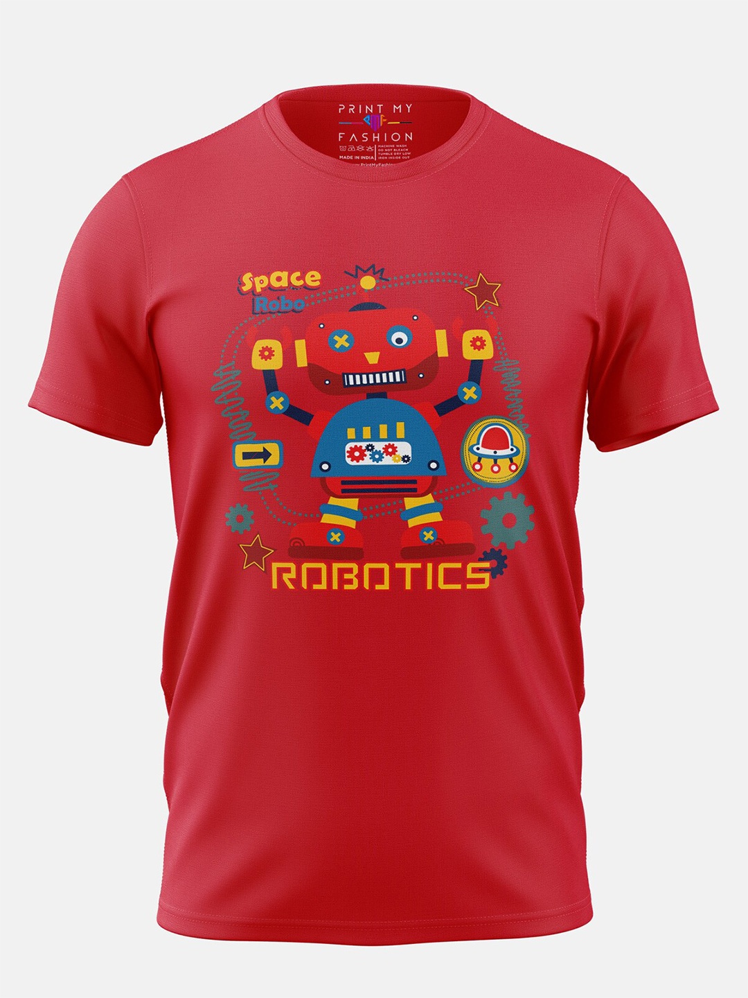 

Print My Fashion Boys Robotics Printed Cotton Casual T-shirt, Red