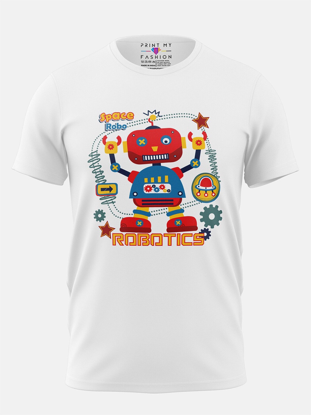 

Print My Fashion Boys Printed Applique Cotton T-shirt, White