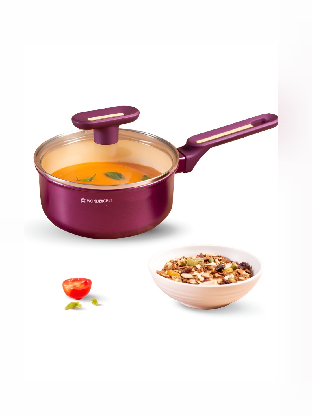 

Wonderchef Purple Ceramic Induction Base Sauce Pan