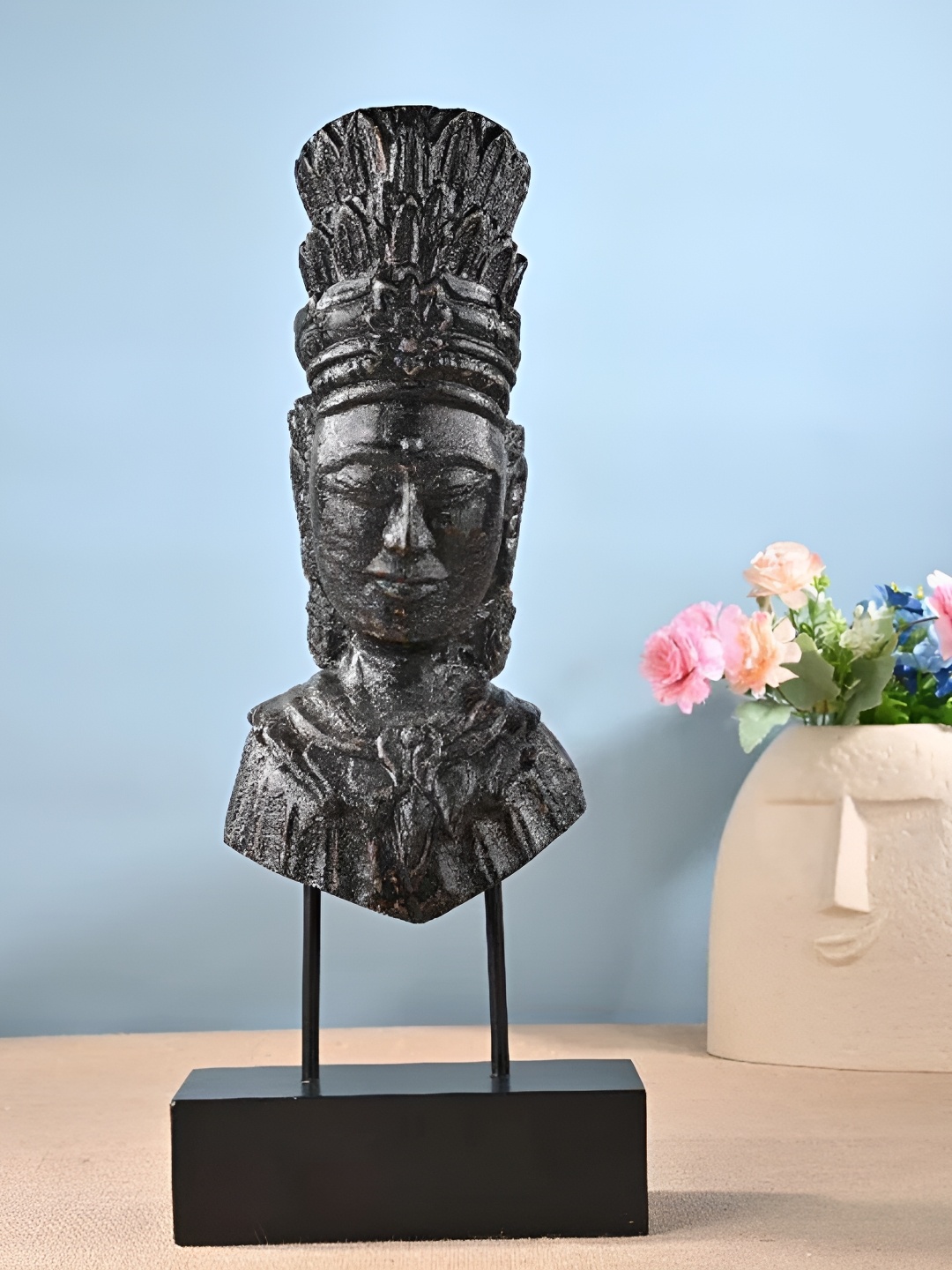 

THEDECORKART Black Buddha Figurine Showpiece
