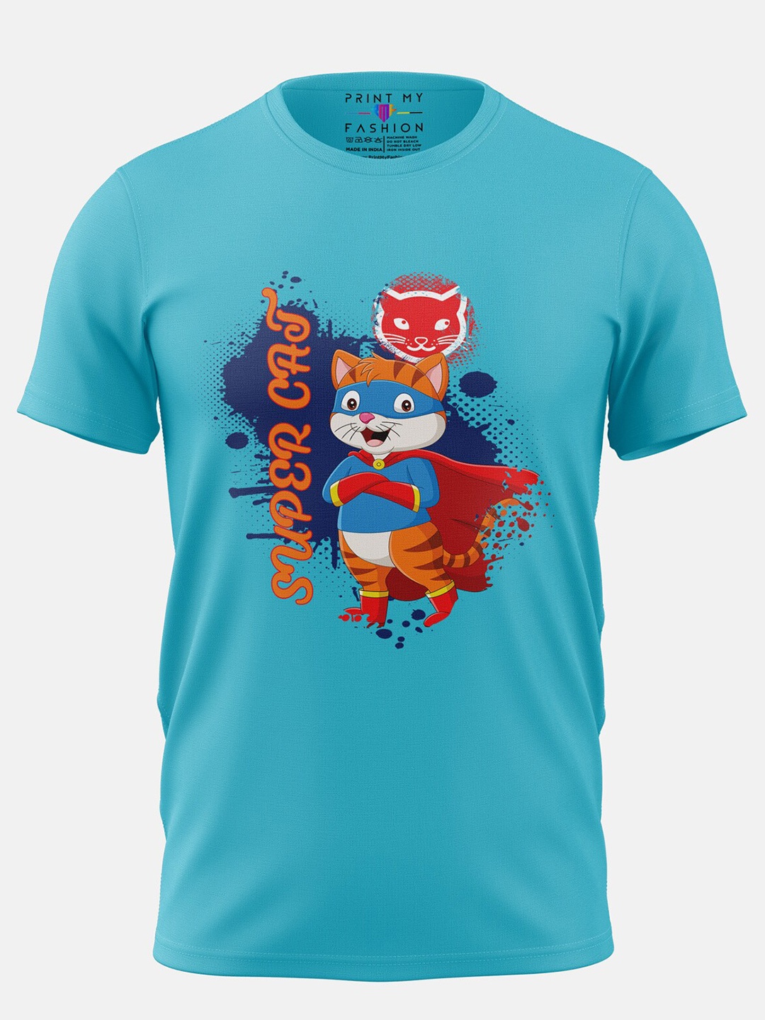 

Print My Fashion Boys Super Cat Printed Cotton Casual T-shirt, Blue