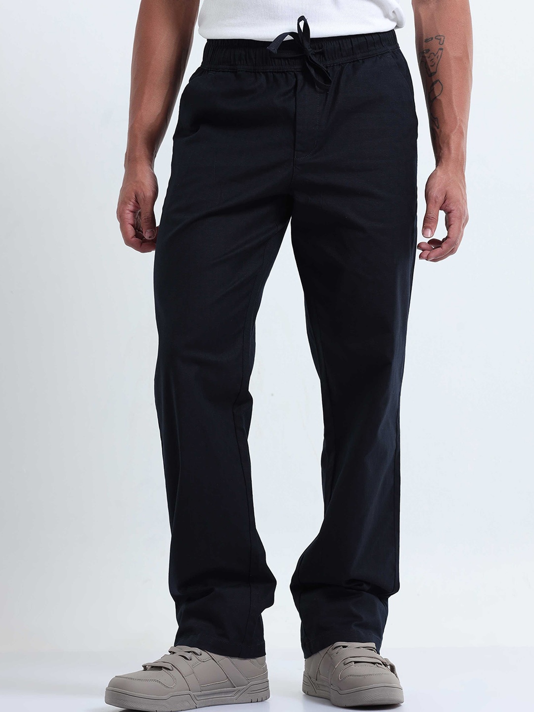 

Tailoraedge Men Tailored Mid-Rise Cotton Trouser, Navy blue
