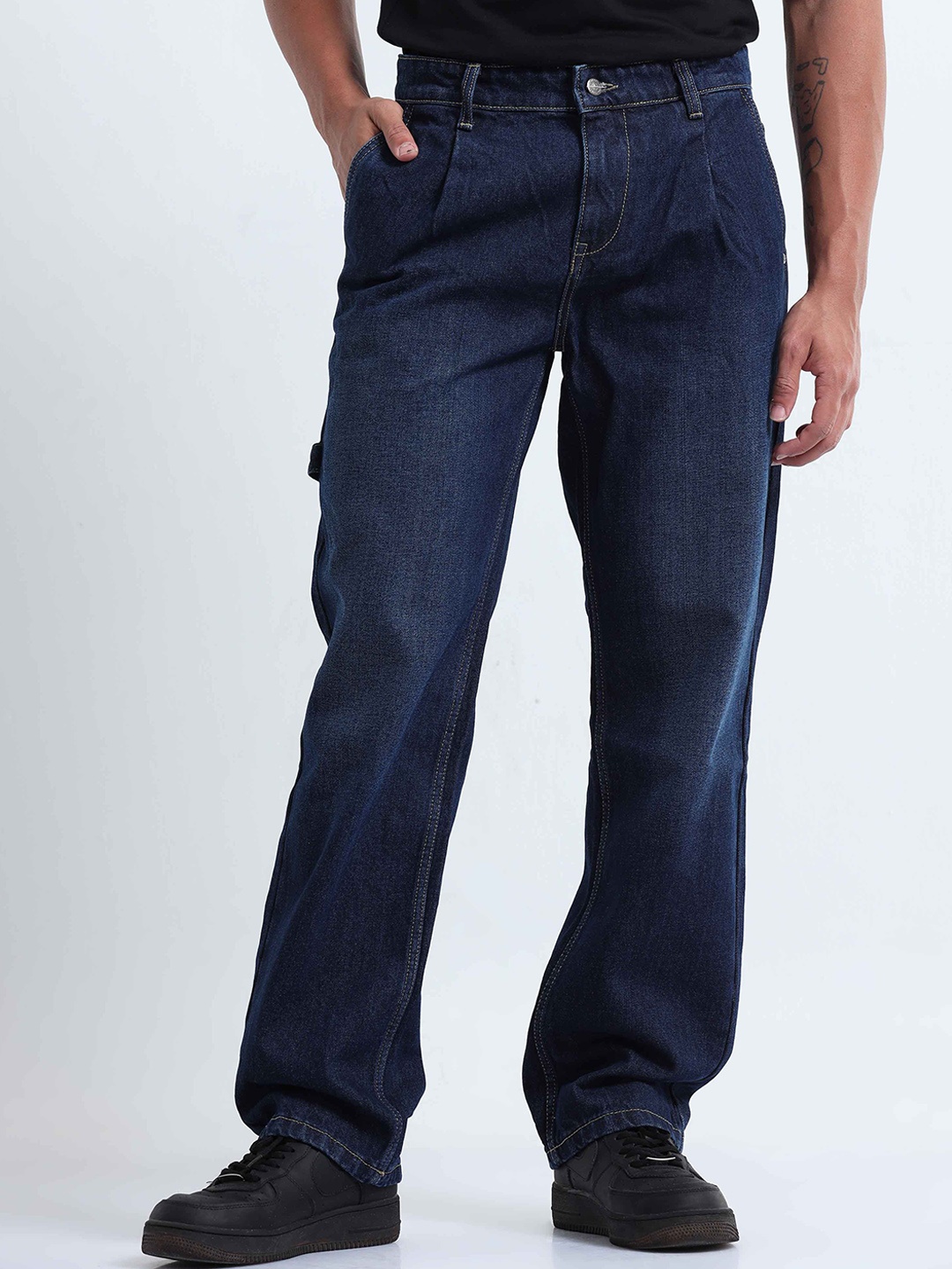 Tailoraedge Men Relaxed Fit Mid-Rise Clean Look Cotton Jeans, Blue
