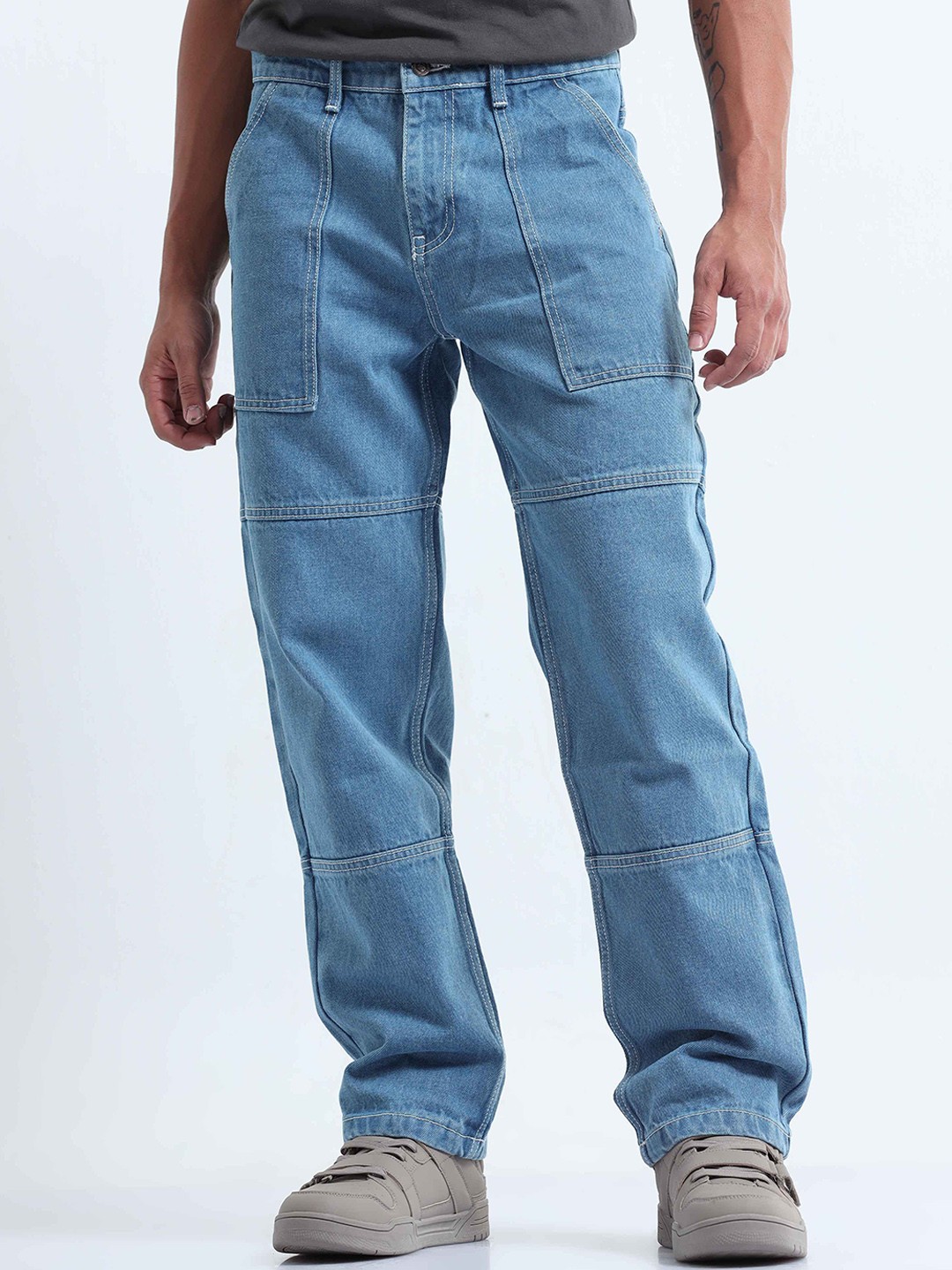 

Tailoraedge Men Relaxed Fit Mid-Rise Clean Look Cotton Jeans, Blue