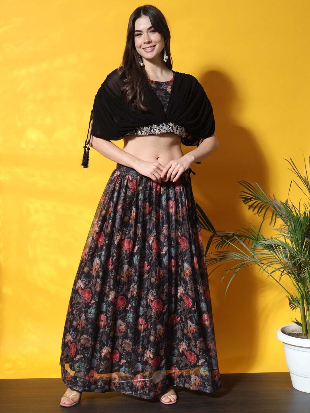 

Chhabra 555 Embroidered Made to Measure Lehenga & Choli, Black