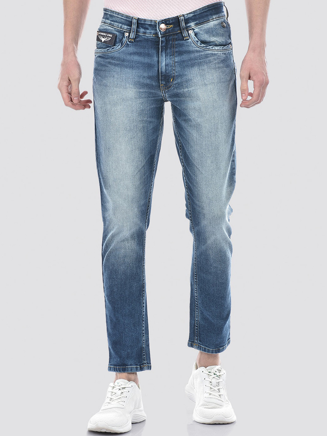 

Numero Uno Men Fadded David/Skinny Fit Sustainable Stretchable Jeans, Blue