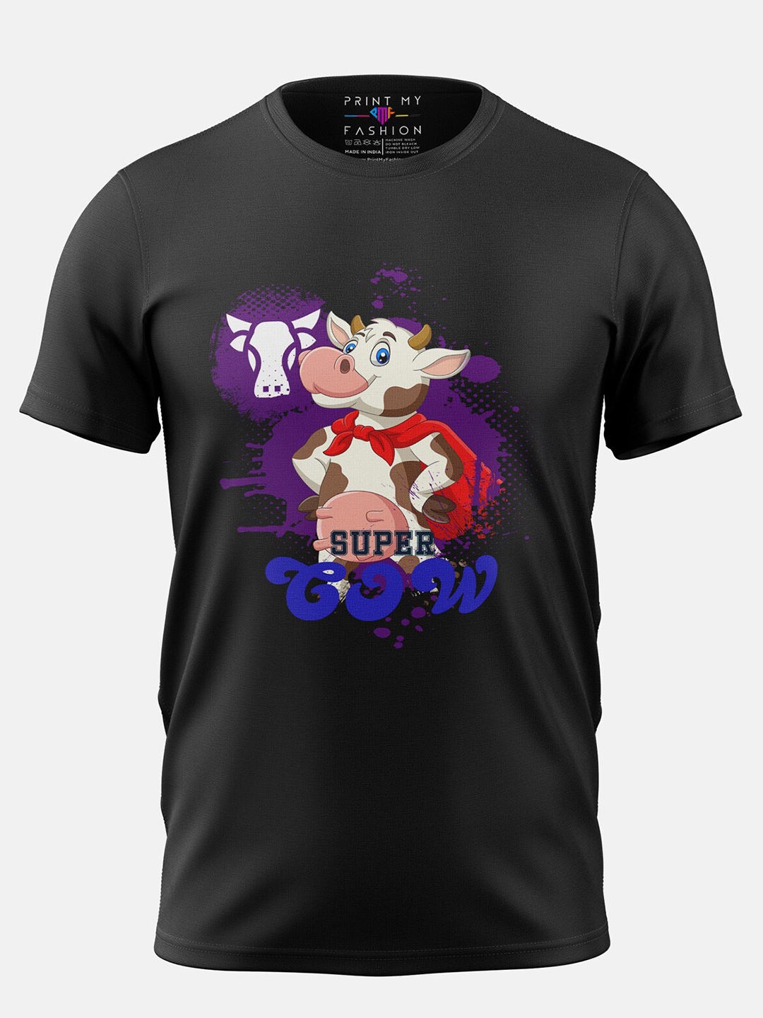 

Print My Fashion Boys Super Cow Printed Cotton Casual T-shirt, Black