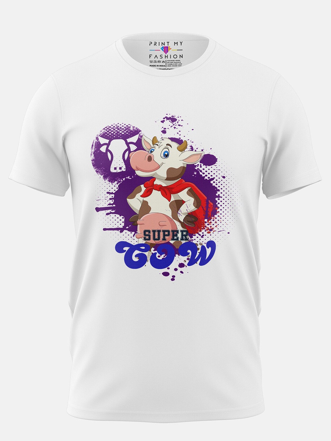 

Print My Fashion Boys Super Cow Printed Cotton Casual T-shirt, White