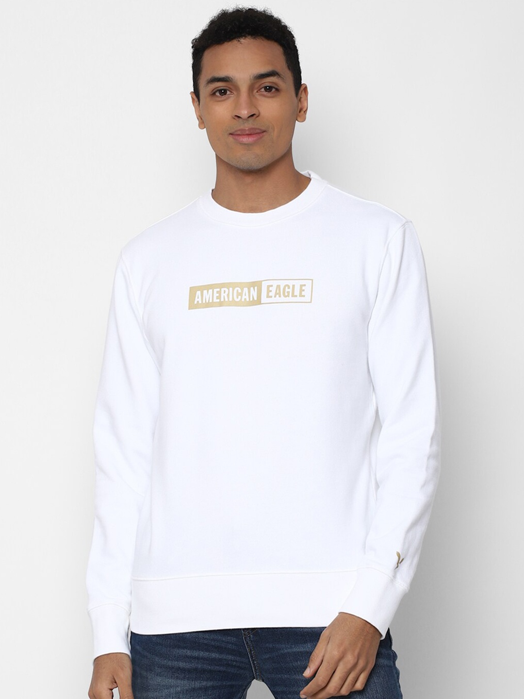 

AMERICAN EAGLE OUTFITTERS Round Neck Cotton Printed Sweatshirt, White