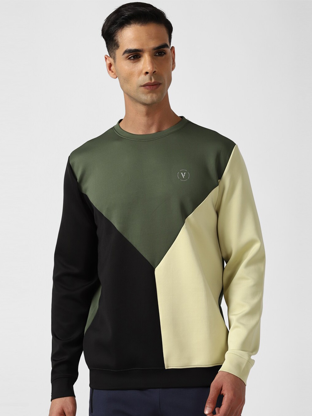 

Van Heusen Flex Colourblocked Pullover Sweatshirt, Olive