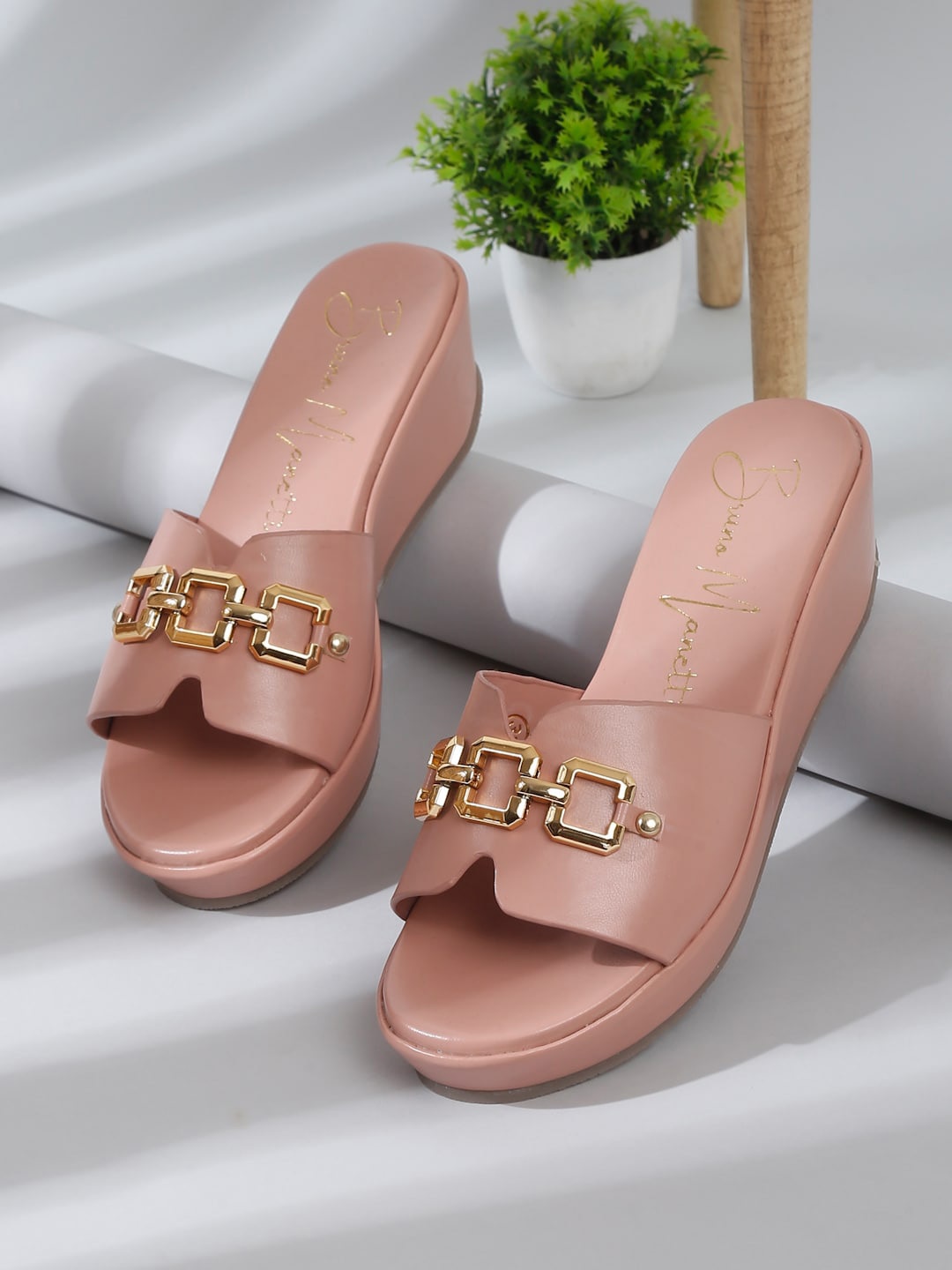 

Bruno Manetti Embellished Wedge Heels, Nude