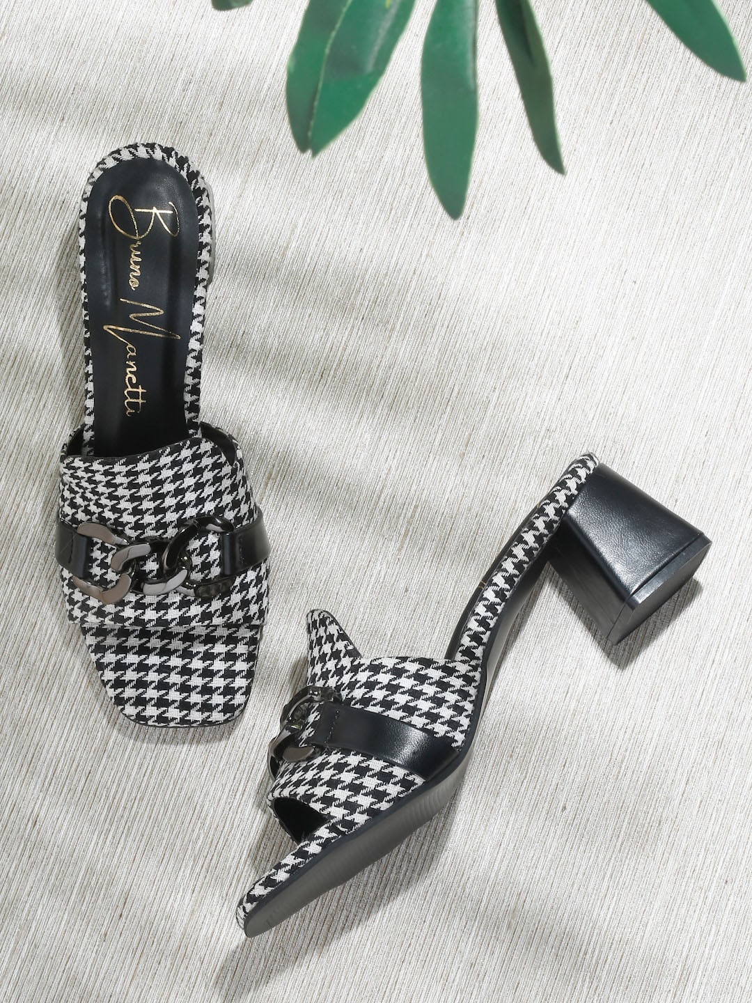 

Bruno Manetti Printed Embellished Block Heels, Black