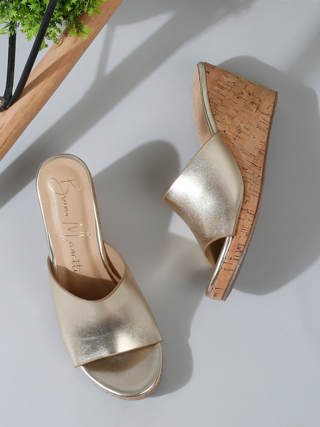 

Bruno Manetti Wedge Heeled Mules, Gold