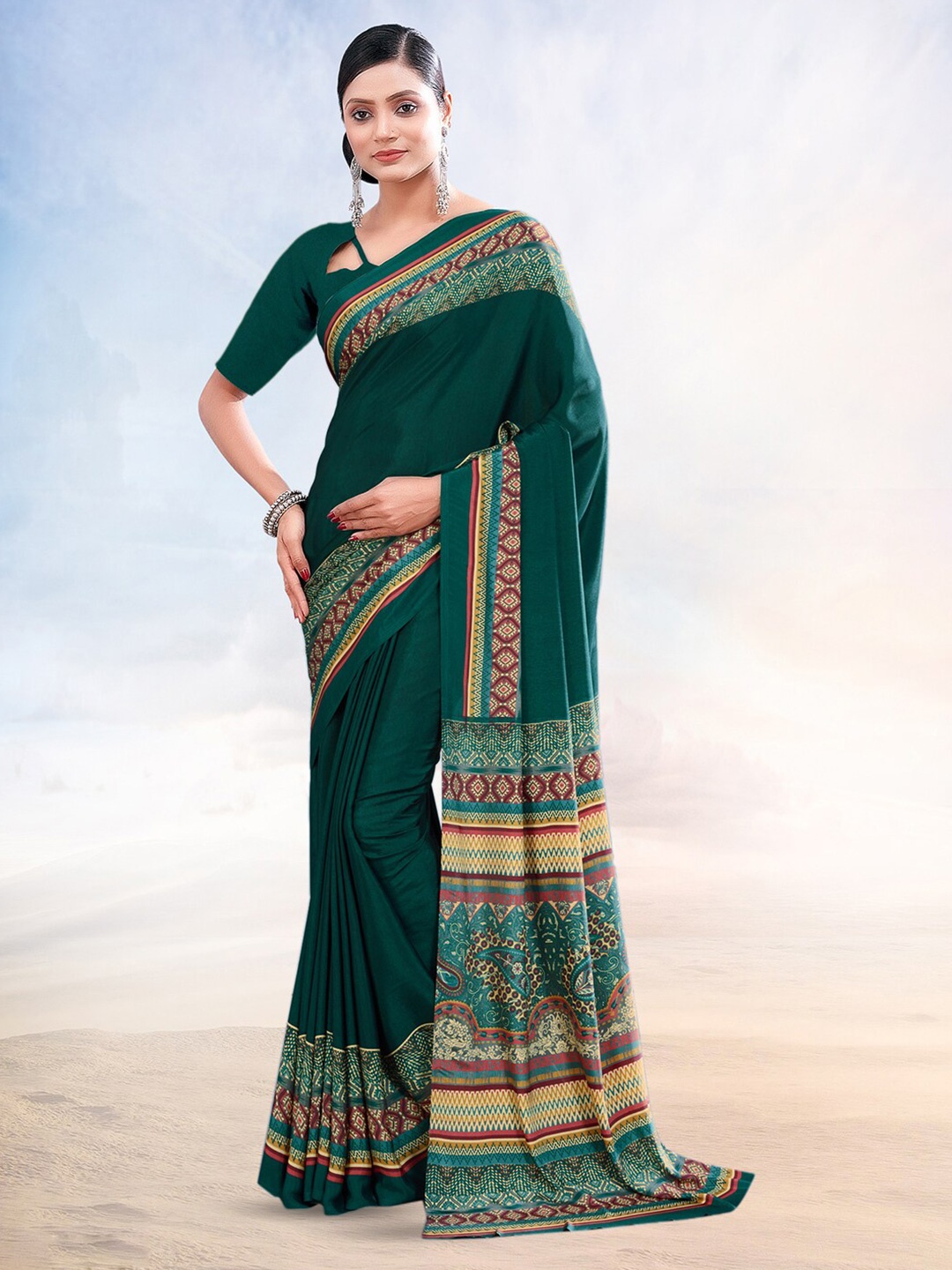 

Kasak Poly Crepe Saree, Green