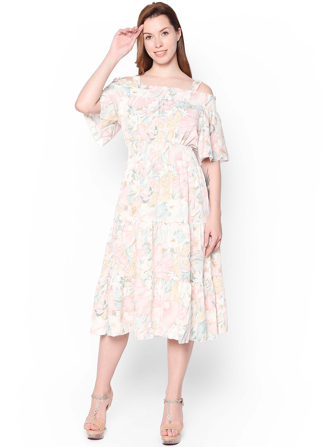 

Elecurve Floral Print Off-Shoulder Fit & Flare Midi Dress, Multi