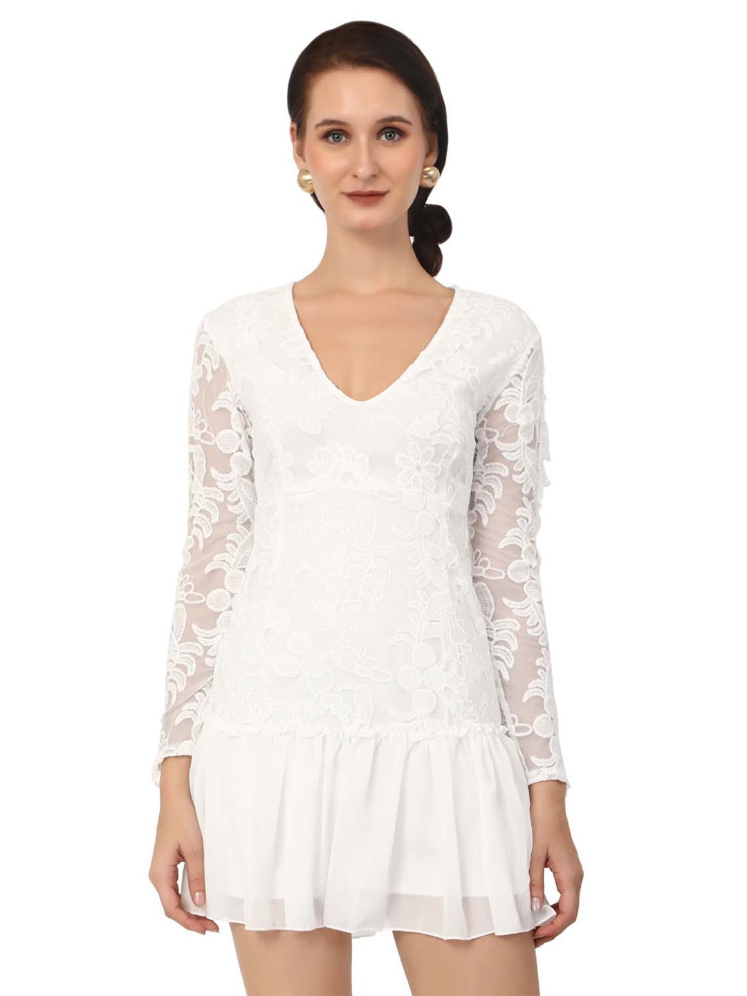 

Elecurve Drop-Waist Mini Dress, White