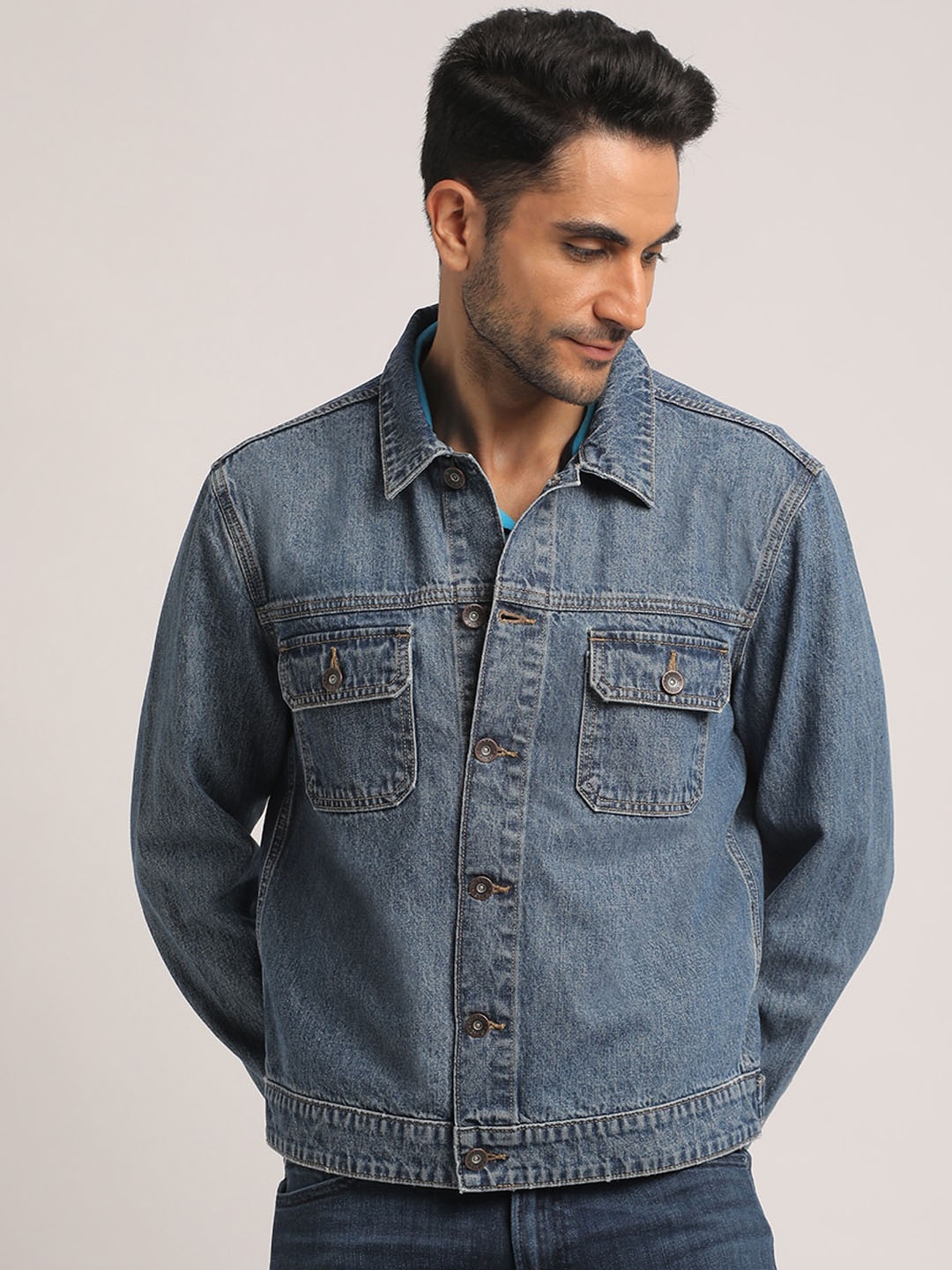 

EVERBLUE Washed Denim Jacket, Blue