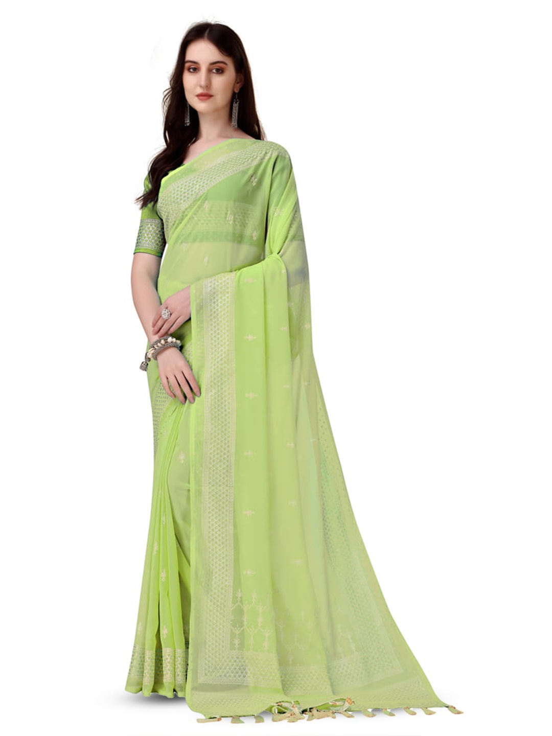 

Marabout Ethnic Motifs Zari Banarasi Saree, Green