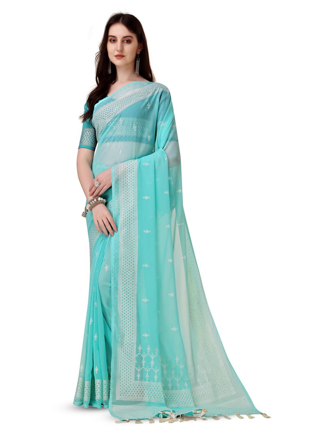 

Marabout Woven Design Zari Banarasi Saree, Blue