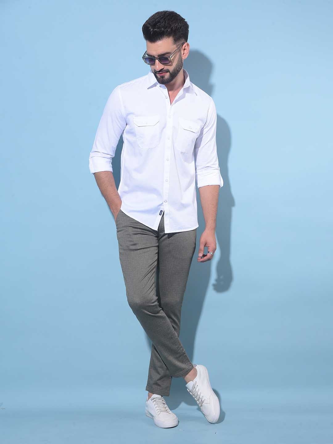 

Crimsoune Club Classic Slim Fit Cotton Casual Shirt, White