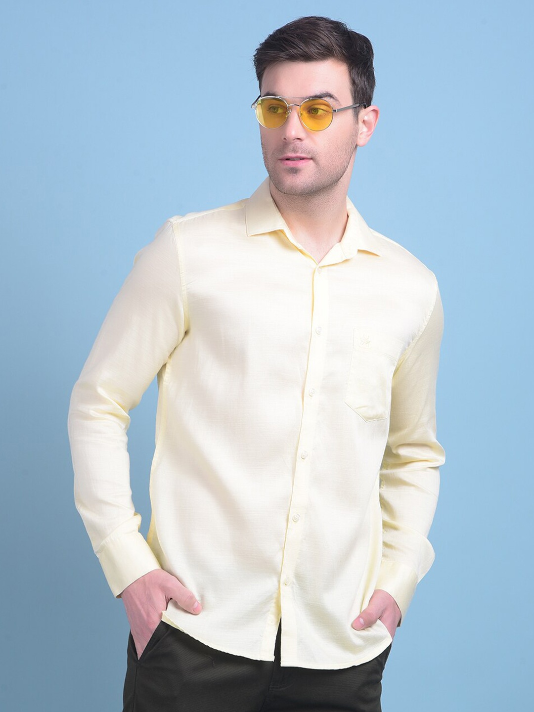 

Crimsoune Club Classic Slim Fit Casual Shirt, Yellow