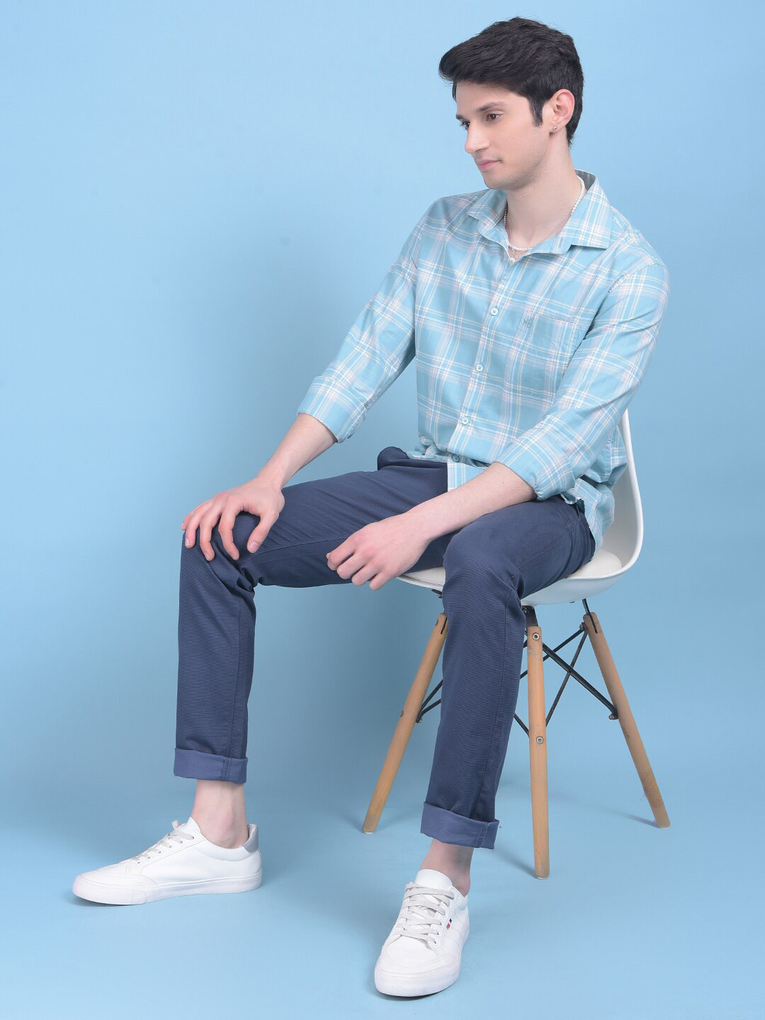 

Crimsoune Club Classic Slim Fit Printed Cotton Casual Shirt, Blue