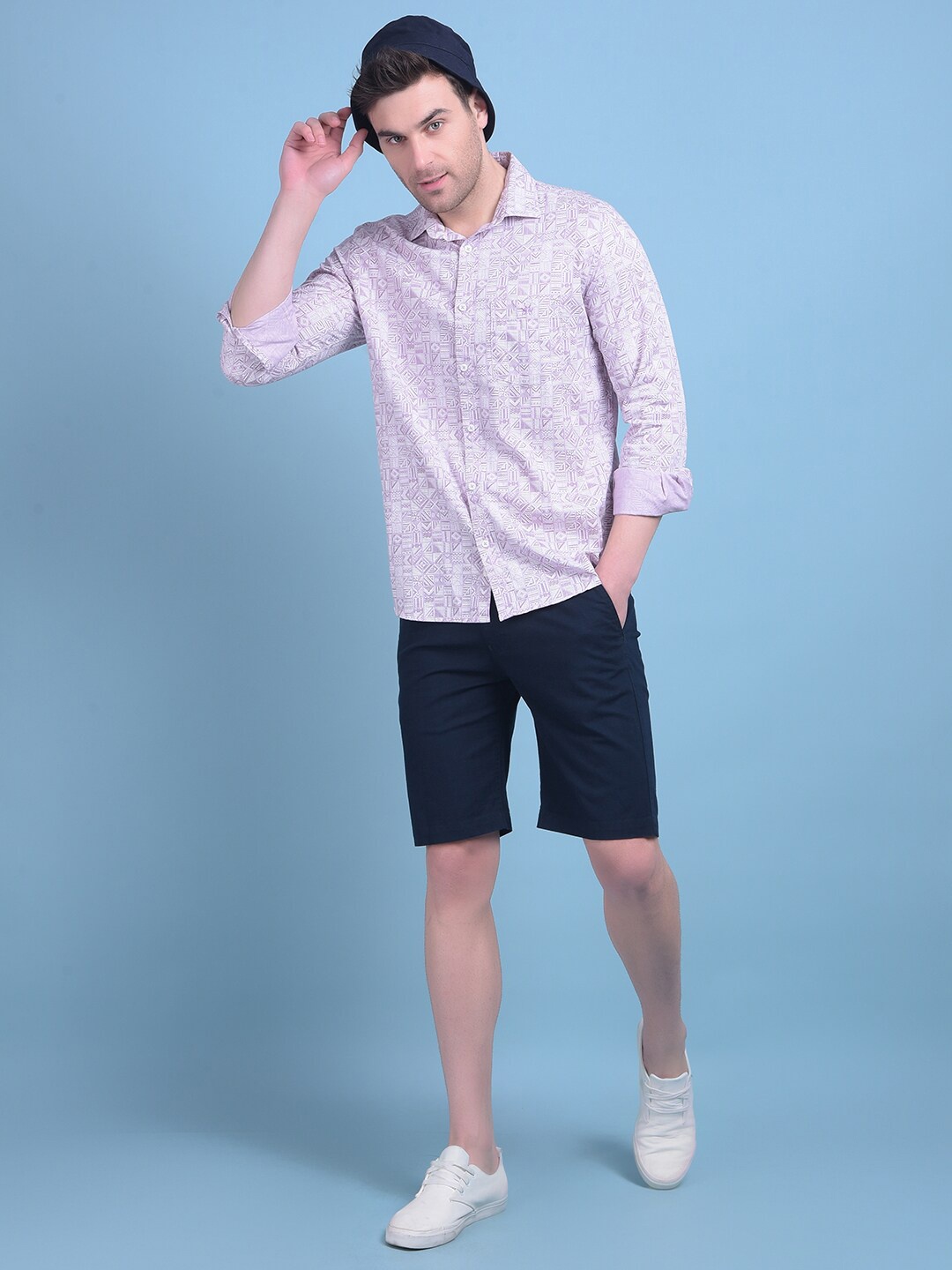 

Crimsoune Club Classic Slim Fit Floral Printed Casual Shirt, Purple