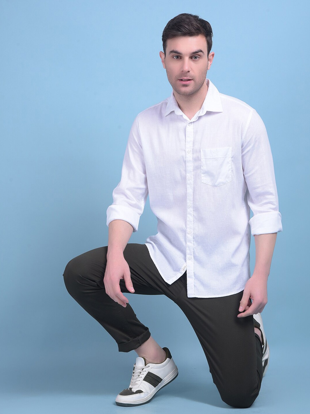 

Crimsoune Club Classic Slim Fit Opaque Cotton Casual Shirt, White