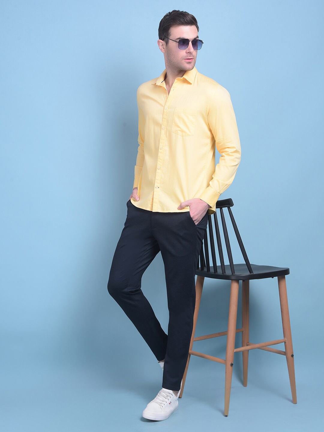 

Crimsoune Club Classic Spread Collar Cotton Shirt, Yellow