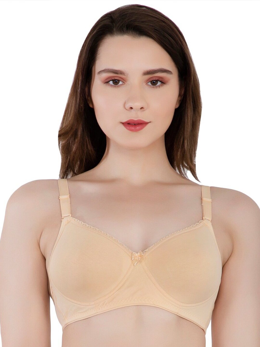 

Eve's Beauty Women Solid Full Coverage Lightly Padded Bra, Cream