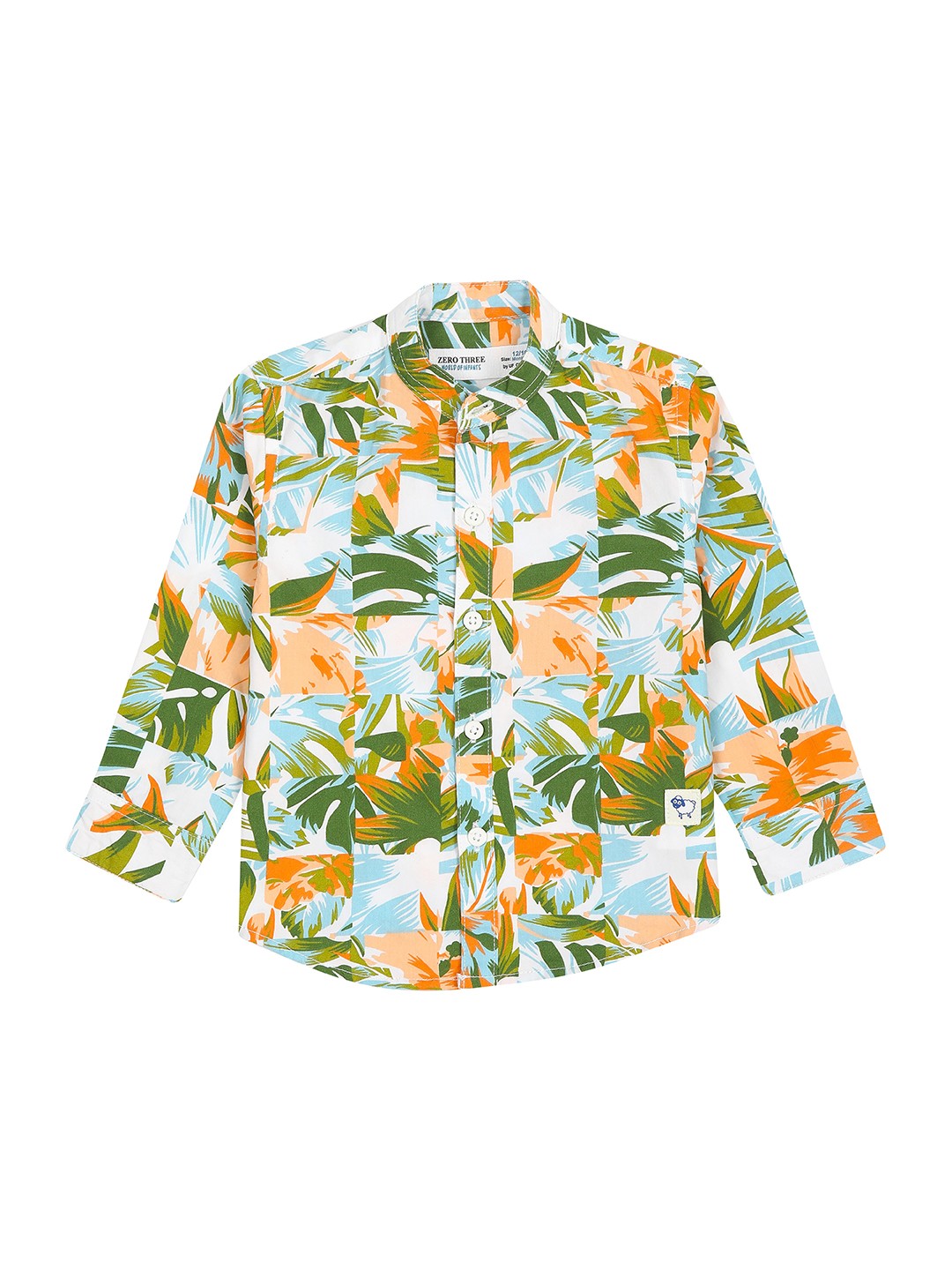 

ZERO THREE Infant Boys Comfort Tropical Printed Cotton Casual Shirt, White