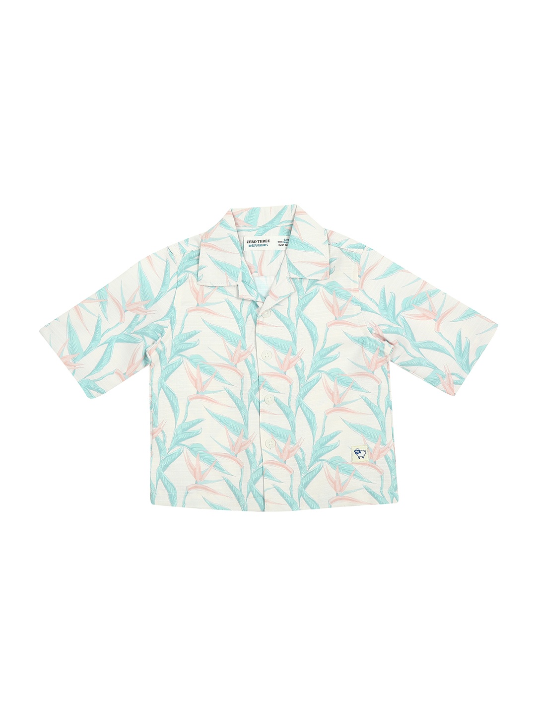 

ZERO THREE Infants Boys Comfort Floral Printed Cotton Casual Shirt, White