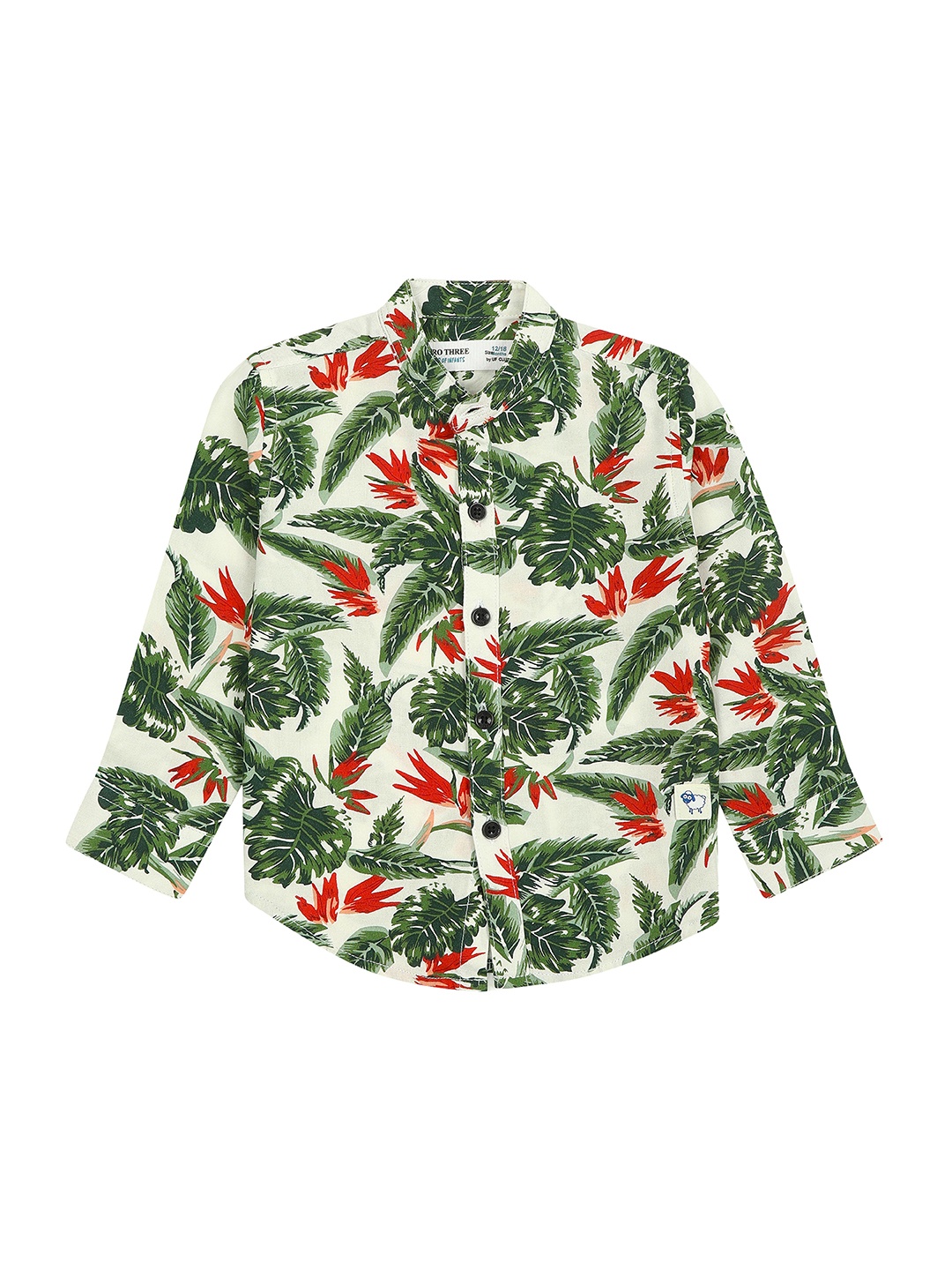

ZERO THREE Boys Comfort Tropical Printed Casual Shirt, White