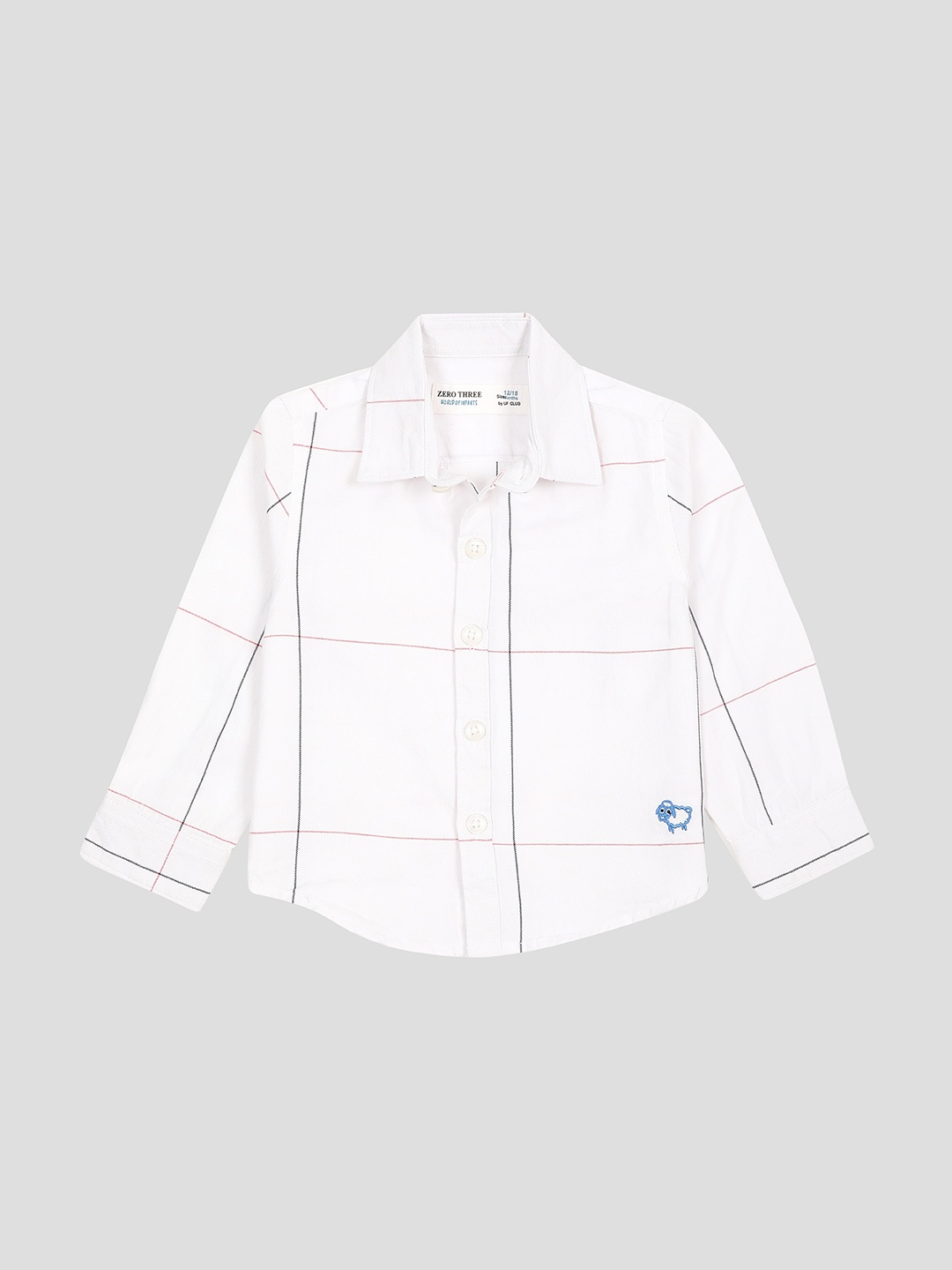 

ZERO THREE Infant Boys Comfort Checked Cotton Casual Shirt, White
