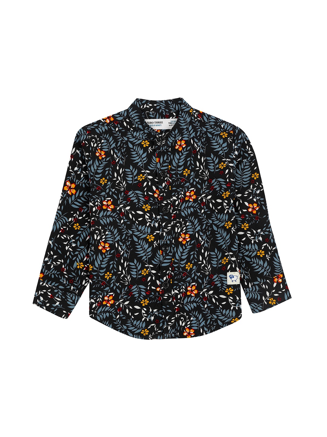 

ZERO THREE Infant Boys Comfort Floral Printed Cotton Casual Shirt, Black