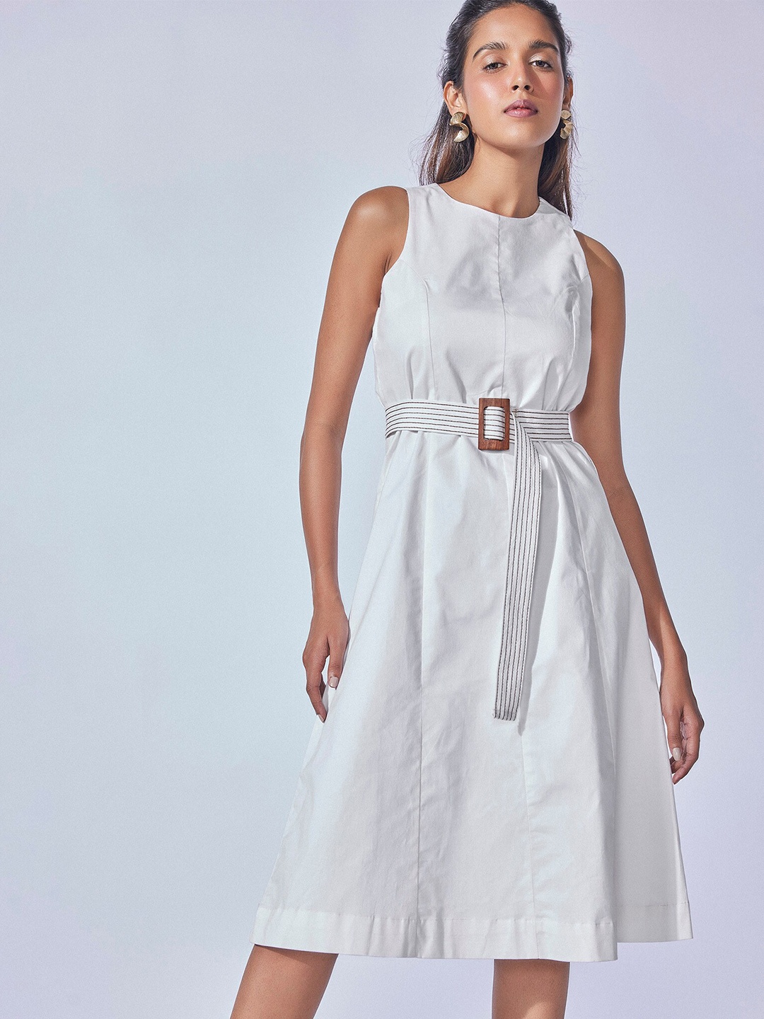 

The Label Life Fit & Flare Cotton Midi Dress, White