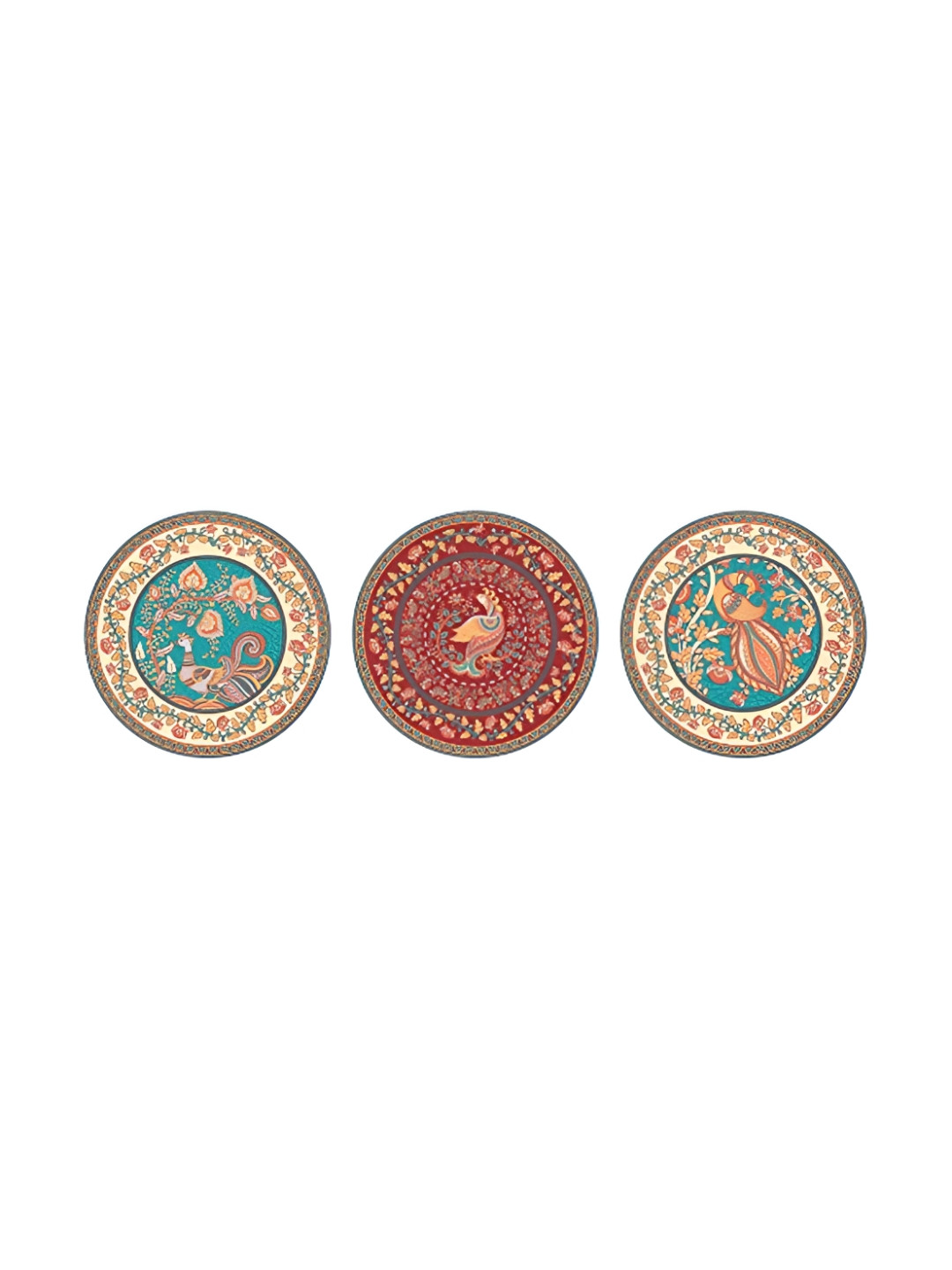 

REAL ART White & Red 3 Pcs Ceramic Wall Plates