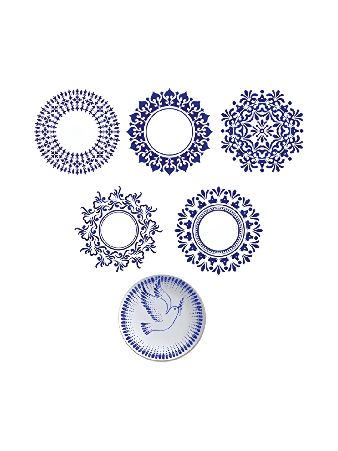 

REAL ART Blue & White 6 Pcs Ceramic Wall Plate