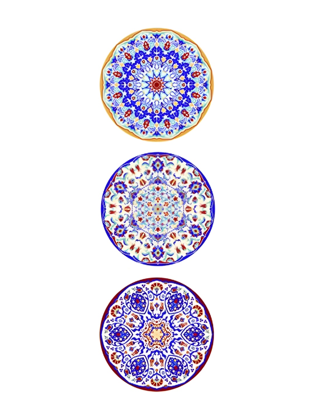 REAL ART White & Blue 3 Pcs Ceramic Wall Plates