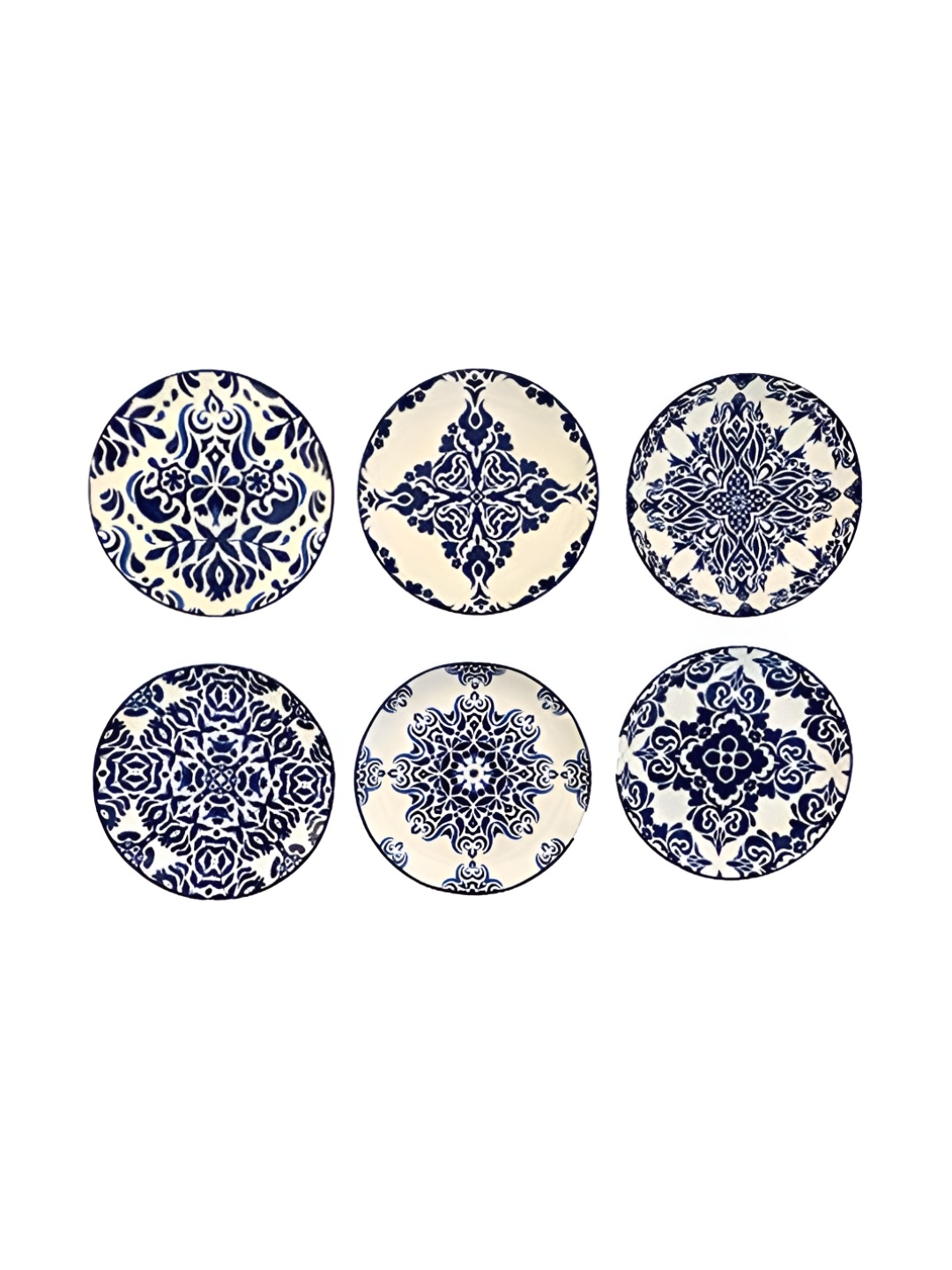 

REAL ART White & Blue 6 Pcs Ceramic Wall Plates