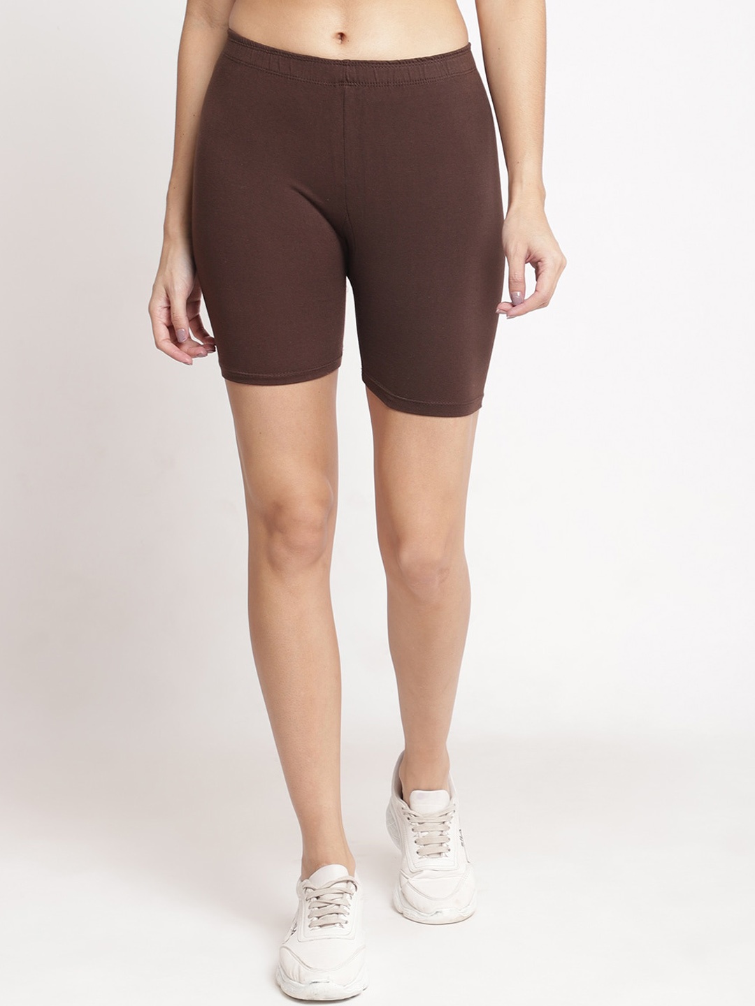 

GRACIT Women Skinny Fit Sports Shorts, Brown