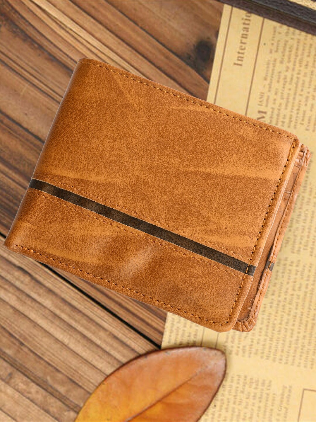 

The Roadster Lifestyle Co Men Two Fold Wallet, Tan