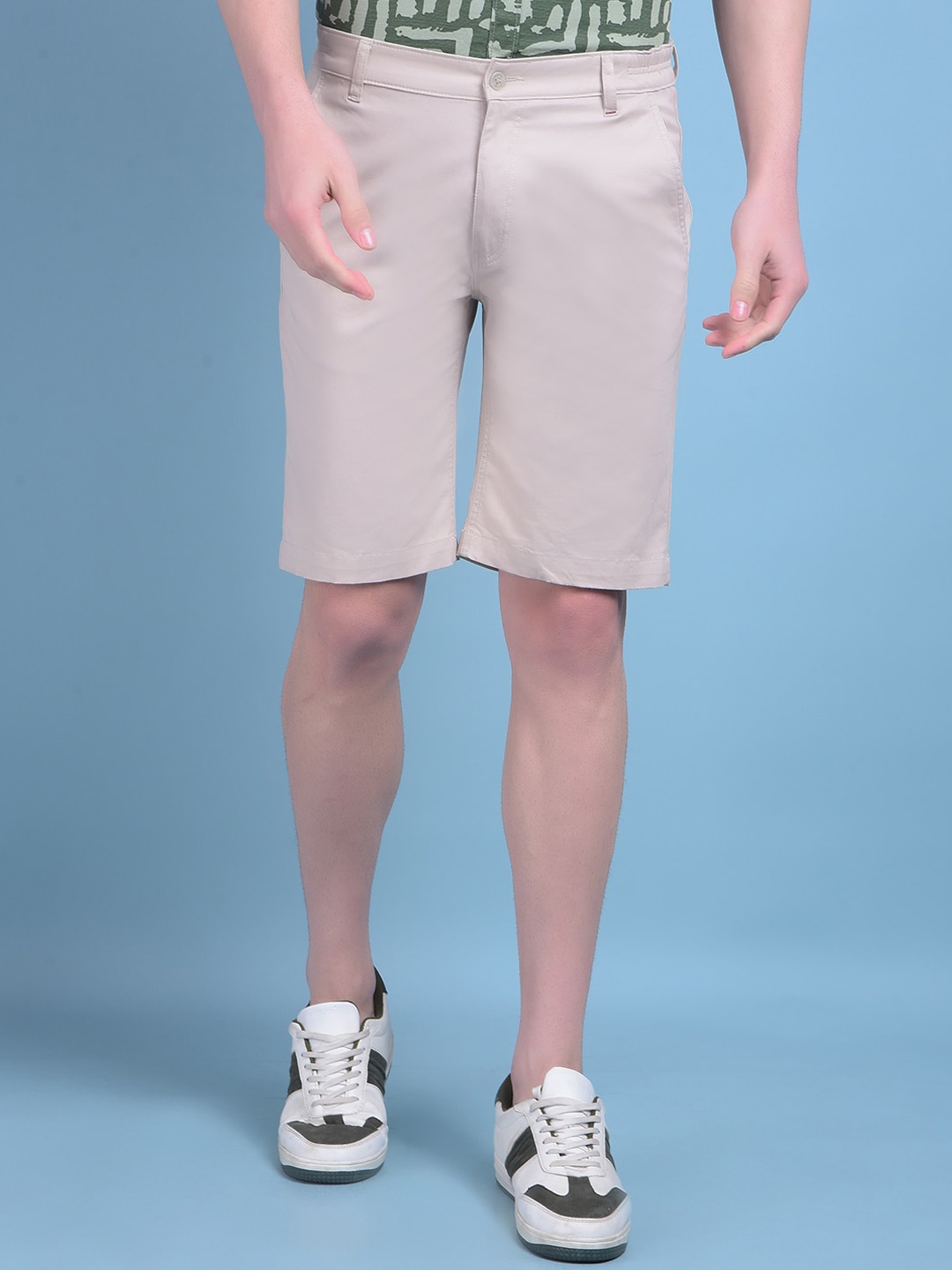 

Crimsoune Club Men Slim Fit Pure Cotton Shorts, Beige