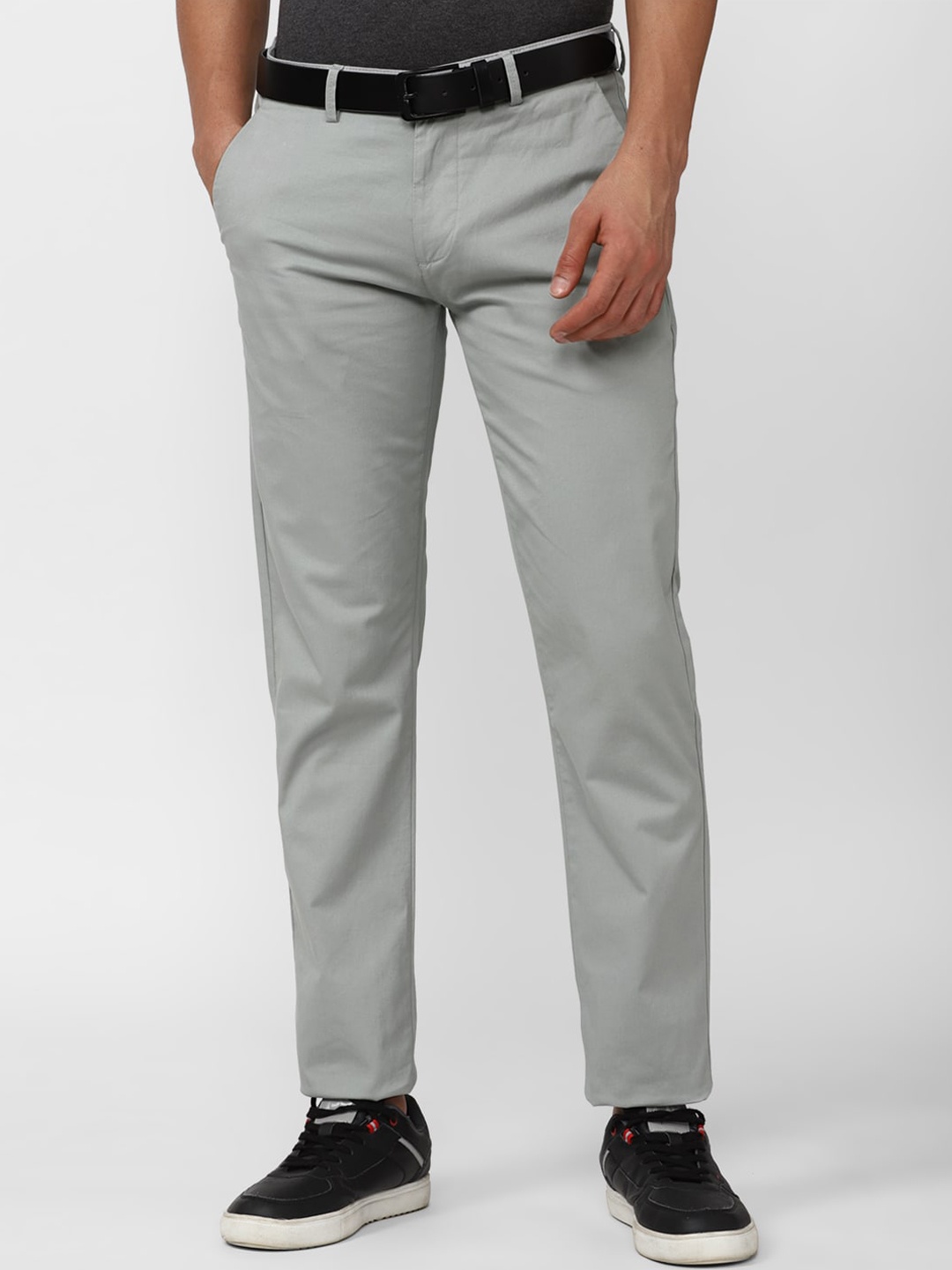 

Peter England Casuals Men Super Slim Fit Mid-Rise Trousers, Grey