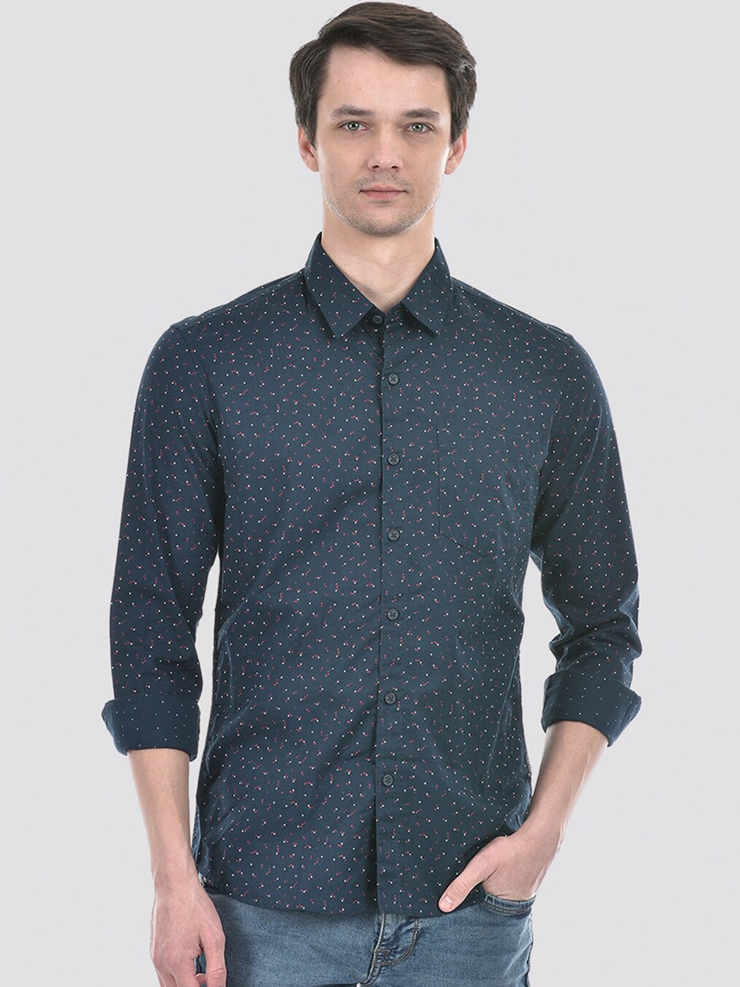 

Numero Uno Men Printed Slim Fit Shirt, Navy blue