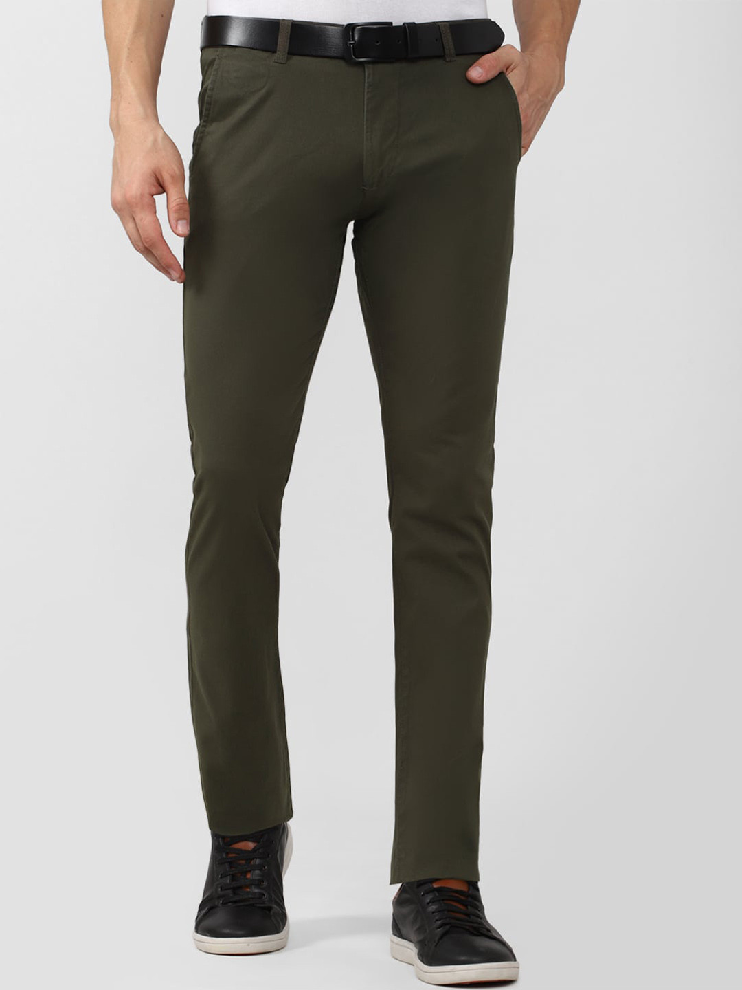 

PETER ENGLAND UNIVERSITY Men Super Slim Fit Casual Trousers, Green