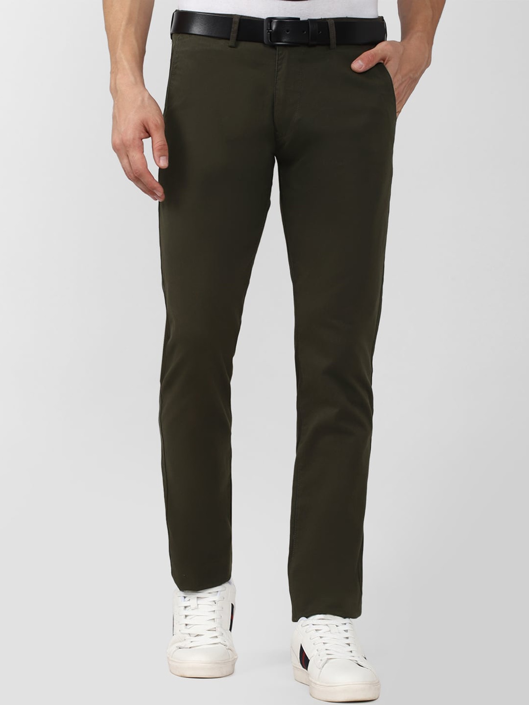 

PETER ENGLAND UNIVERSITY Men Super Slim Fit Casual Trousers, Green