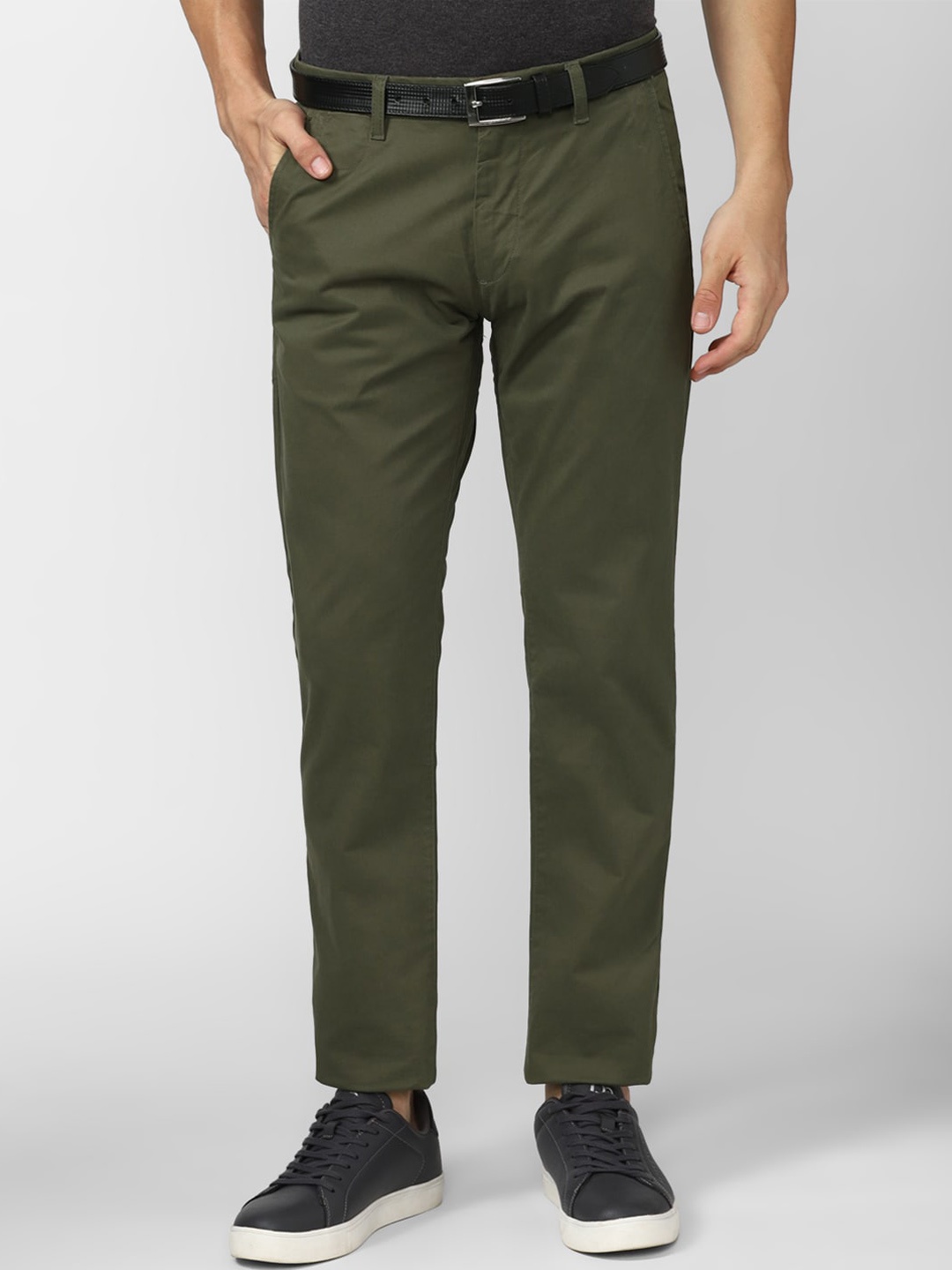 

PETER ENGLAND UNIVERSITY Men Super Slim Fit Casual Trousers, Olive